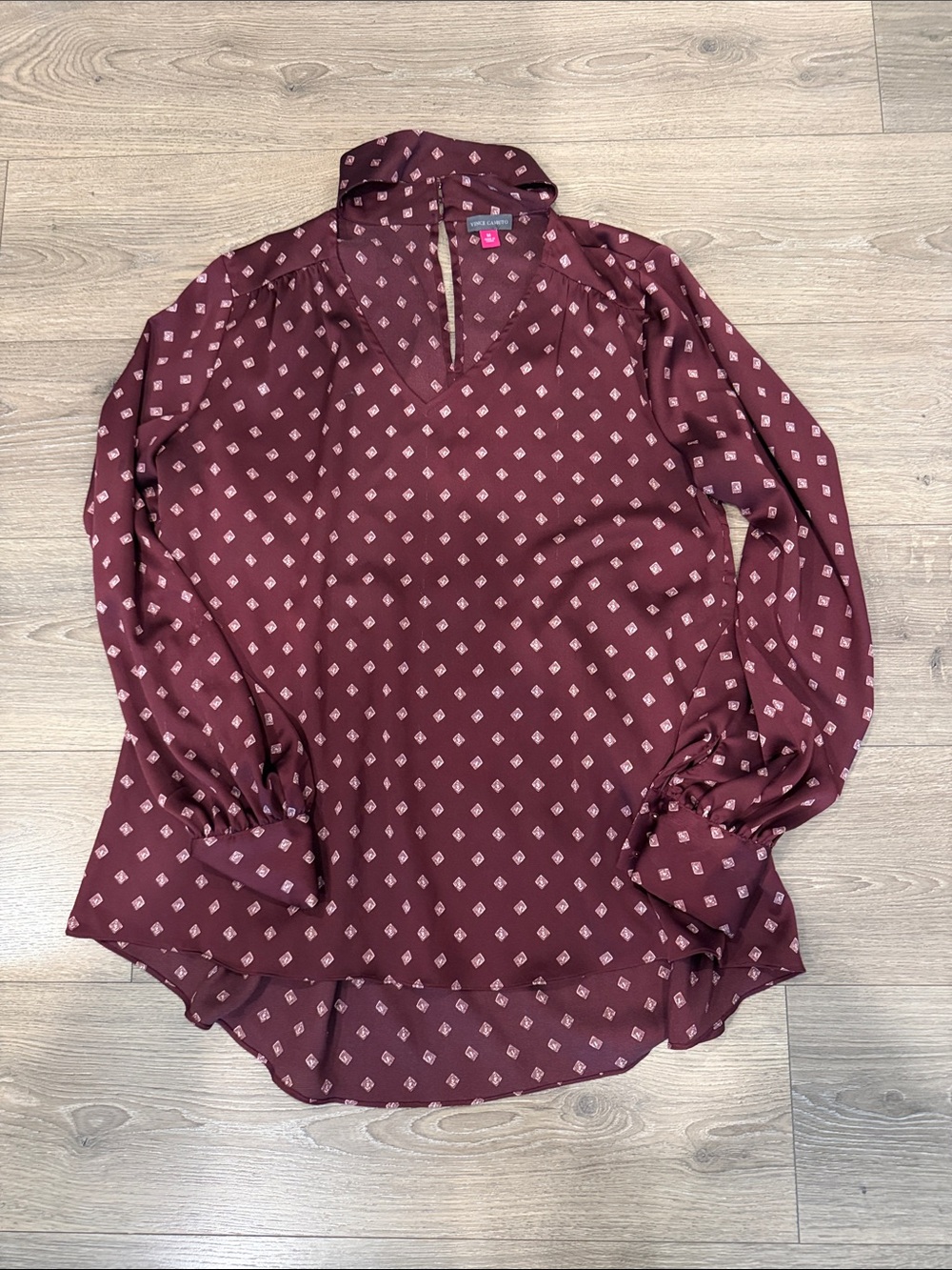 Vince Camuto Burgundy Printed Long-Sleeve Blouse